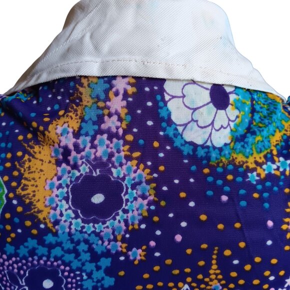 Small Vintage Women's Top 1960s Psychedelic Lace-Up Bodice Stretch Groovy Mod - Picture 6 of 8